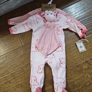 Cozy Pink Bear Kids Footie Pajamas